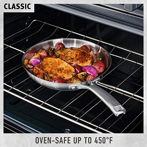 Calphalon Classic Stainless Steel Cookware Set, 10-Piece, Impact-Bonded Aluminum Base, Stay-Cool Handles, Oven Safe 450F, Silver thumbnail 5
