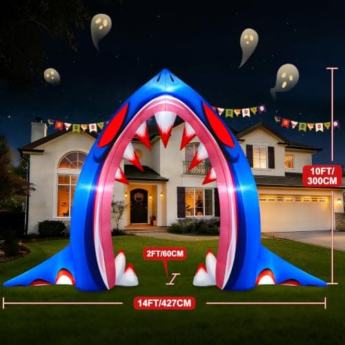 Miniatura de Arco Inflable de Tiburón para Halloween de 3 Metros con Luces LED 2