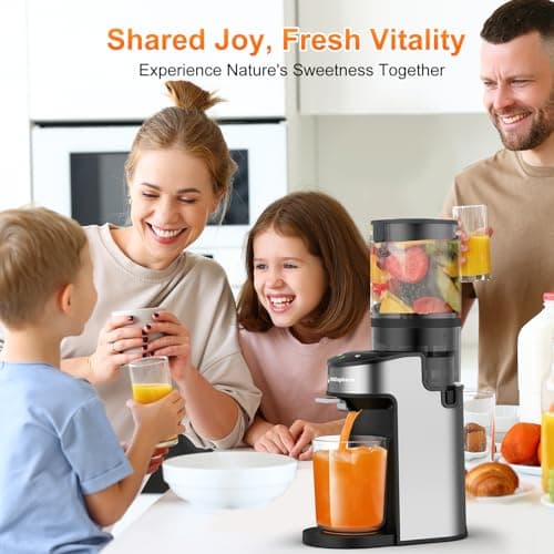 Cold Press Juicer,400W Juicer Machines,4.9"Wide Feed Chute Slow Masticating Juicer for Whole Vegetables & Fruits,High Juice Yield,Easy to Clean,Advanced Touch Sensing Switch(Silver Gray)