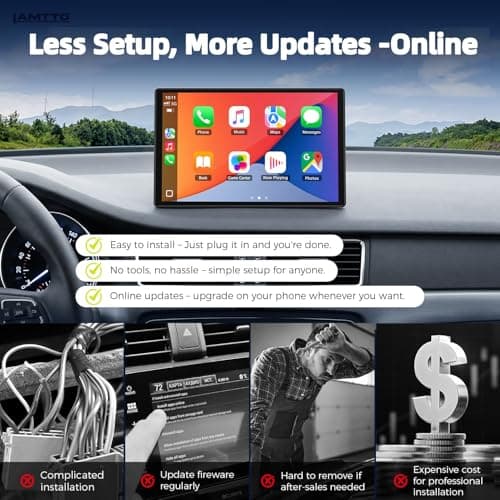 LAMTTO 11" Wireless CarPlay Screen with in-Cell Display - Dual-Band WiFi, OTA Updates & Mirror Link for iPhone & Android, A Thoughtful Gift for Family & New Drivers thumbnail 7