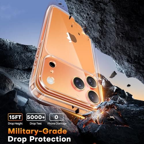TAURI for iPhone 17 Pro Case, Full Camera Protection with Screen Protector, Anti-Yellowing Military-Grade Protection Shockproof Slim Phone Case for iPhone 17 Pro, Clear