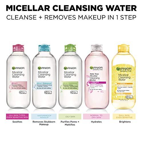Garnier Micellar Water with Rose Water and Glycerin, Hydrating Facial Cleanser & Makeup Remover, For All Skin Types, Vegan, Cruelty Free, 13.5 Fl Oz (400mL), 1 Count thumbnail 9