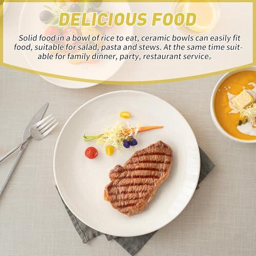 Dafuceramic Plates and Bowls Sets, 12 Pieces Modern Stoneware Dinnerware Set for 4 Kitchen Dinner Set Ceramic Dishware Dishes Set Microwave and Dishwasher Safe (White) thumbnail 4