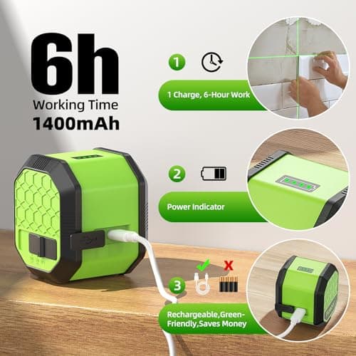 Miniatura de Nivel Láser Huepar Autonivelante Línea Verde 100Ft con Trípode, Recargable – ¡Regalo Ideal! 4
