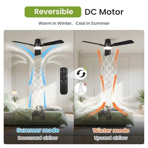 OSTIVE Ceiling Fans with Lights and Remote: 42 Inch Modern Ceiling Fan, Low Profile Flush Mount, Quiet Reversible DC Motor & 3CCT Dimmable LED for Bedroom Living Room Kitchen Indoo thumbnail 7