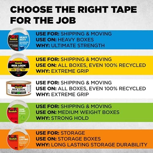 Scotch Heavy Duty Shipping Packing Tape, Clear, Shipping and Packaging Supplies, 1.88 in. x 54.6 yd., 6 Tape Rolls thumbnail 10