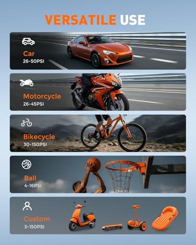 Miniatura de Inflador de Llantas Portátil NEVERLAND Inalámbrico y 12V con Autoapagado 6