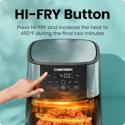 Chefman Air Fryer 8 Qt | TurboFry® 4-in-1 with 450°F Hi-Fry Option for Crispier Results | Bake, Dehydrate, Frozen | XL Nonstick Dishwasher-Safe Basket | Stainless Steel thumbnail 5
