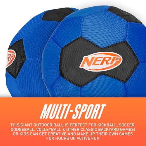Nerf Mega Ball - 20" Inch Big Outdoor Kids Kickball, Soccer Ball, Dodgeball for Backyard Games - Giant Multi Sport Toy for Outdoor + Lawn Games - NO Pump Included