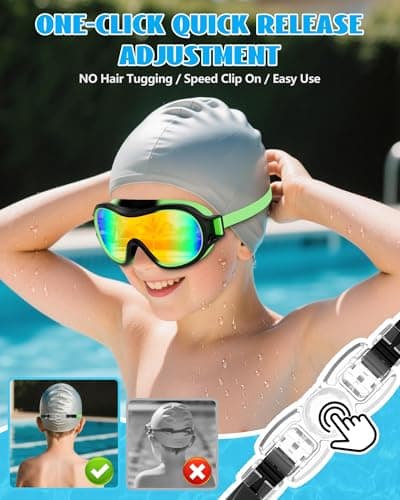 Aegend 2 Pack Swim goggles for Kids 3-15, Anti-Fog Anti-UV Wide Vision Waterproof, No leak Swimming goggles for Boys Girls thumbnail 5