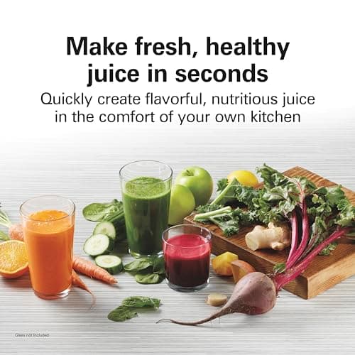 Hamilton Beach HealthSmart Juicer Machine, Compact Centrifugal Extractor, 2.4” Feed Chute for Fruits and Vegetables, Easy to Clean, BPA Free, 400W, Black and Gray (67502) thumbnail 2