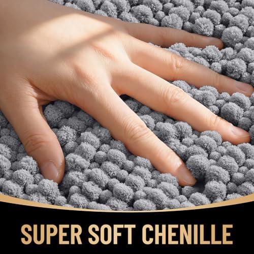 Tapete de Baño OLANLY Grueso, Suave y Súper Absorbente de Chenilla con Antiderrapante