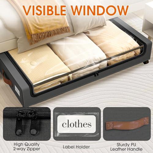 Miniatura de Contenedores de Almacenamiento Bajo Cama SpaceHacks con Ruedas (2-Pack) - Ventana y Etiqueta 3