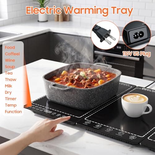 Miniatura de Charola eléctrica para calentar comida, 3 en 1 para fiestas y buffets 3