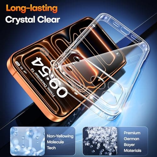 TAURI for iPhone 17 Pro Case, Full Camera Protection with Screen Protector, Anti-Yellowing Military-Grade Protection Shockproof Slim Phone Case for iPhone 17 Pro, Clear