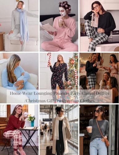 Conjunto de Pijama y Descanso Ekouaer para Mujer: 2 Piezas con Manga Larga