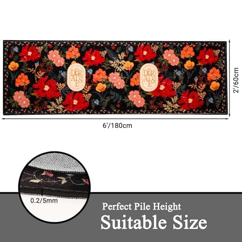 ROTTOGOON Hallway Runner Rug 2'x6' Washable Soft Floral Rug with Rubber Backing Stain Resistant Non-Slip Bohemian Runner Rugs for Hallway Entryway Laundry Room Kitchen Bathroom