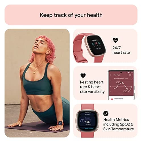 Fitbit Versa 4 Fitness Smartwatch with Daily Readiness - 3-Month Google Health Premium Membership Included - GPS, 24/7 Heart Rate, 40+ Exercise Modes, Sleep Tracking - Pink Sand/Co thumbnail 4