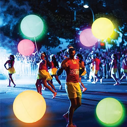 FLAMDYNO Pool Toys - 4 Pack Light Up Beach Balls for Kids w/ 8 Light Modes, Pool Beach Games Balls for Outdoor or Indoor Activities, Glow in The Dark Pool Beach Decorations for Kid