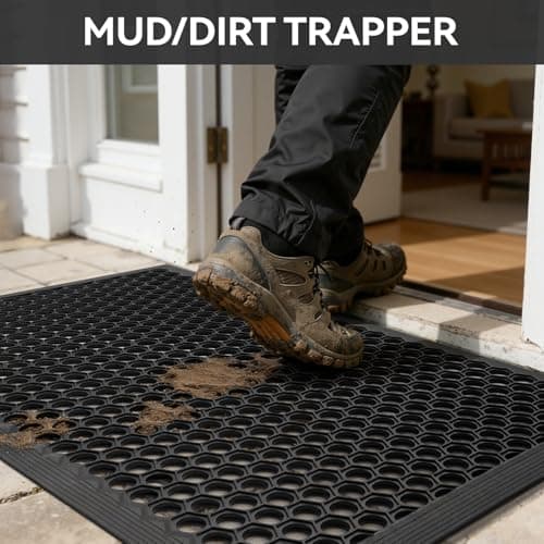 Felpudo RESARE para Exterior 17"x30" de Goma Antideslizante y Todo Clima