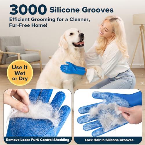 Augwind 6PCS Pet Grooming Kit for Dogs,Cats and Horses | Dog Washing Gloves | Dog Bath Brush | Dog Bath Gloves | Dog Shampoo Brush | Pet Grooming Gloves | Dog Bath Supplies (Navy B thumbnail 3