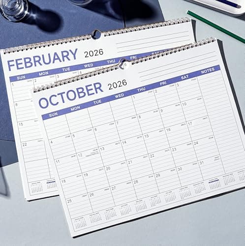 2026 Calendar - 2026 Wall Calendar from Jan. 2026 to Dec. 2026, 12 Month Calendars 2026 with Large Ruled Blocks and Julian Dates, 11.5''x14.5''