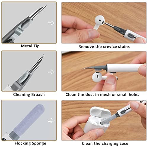 Airpod Cleaner Kit, Earbud Cleaning Kit for Airpods Pro 1 2 3,Multi-Function Cleaning Pen with Soft Brush Flocking Sponge, Suitable for Bluetooth Headset, Charging Box, Mobile Phon thumbnail 3