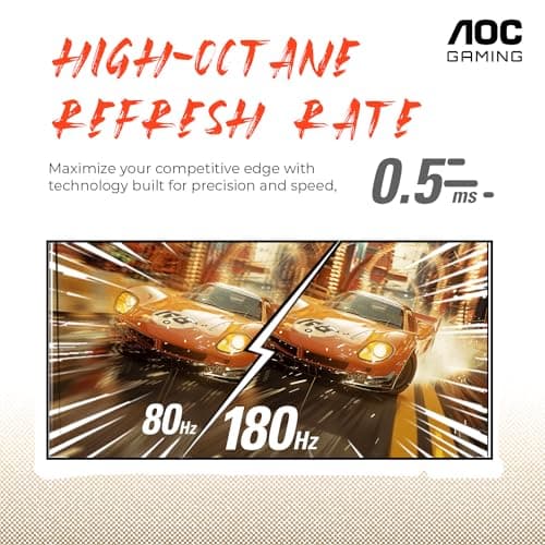AOC C27G4H 27" Curved Gaming Monitor, FHD 1080p, 180Hz, Adaptive Sync, Height Adjustable, 3-Year Zero Dead Pixel Guarantee, Black, Xbox PS5 Switch Compatible thumbnail 3