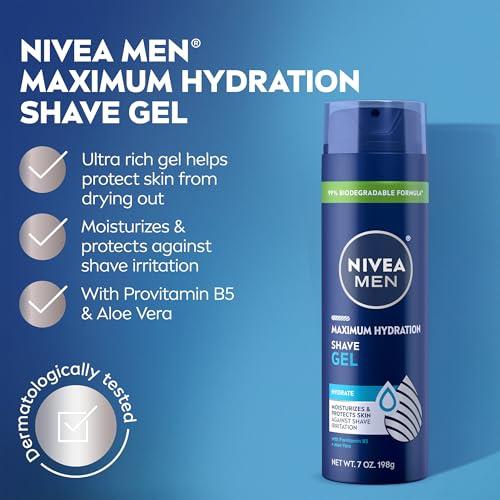 NIVEA MEN Gel para Afeitar Máxima Hidratación con Aloe Vera y Provitamina B5 (Paquete de 3)
