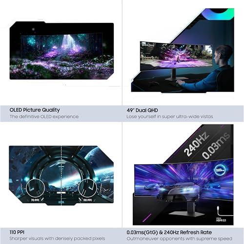 Samsung 49" Odyssey G93SC Series Curved Gaming Monitor, QD-OLED, 240Hz, 0.03ms, DQHD, G-Sync Compatible, FreeSync Premium Pro, Adjustable Stand thumbnail 14
