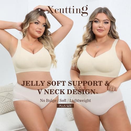 Xcutting Soft Sleep Wirefree Bra for Women, Full Coverage, No Underwire, Wireless, Comfortable Sports Bra, Sagging Breasts, Padded, Plus Size, Beige, Medium thumbnail 6