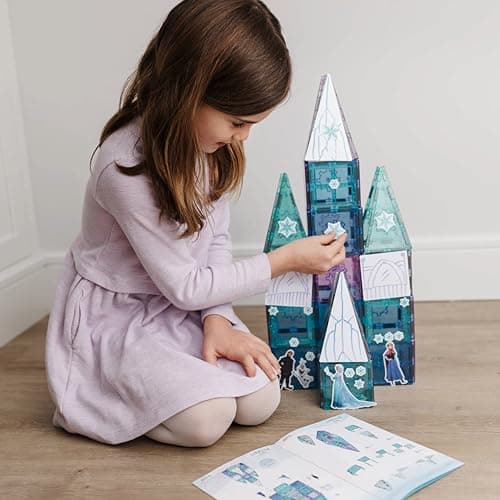 Tytan Toys Disney Frozen Magnetic Tiles Princess Castle - 68-Piece STEAM Building Set with Glitter Tiles & Elsa, Anna, Olaf Stickers - Educational Frozen Toys for Girls Age 3-4+ thumbnail 17
