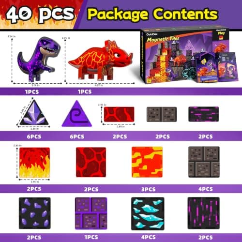 GobiDex Magnetic Tiles Lava & Cave Dinosaur Toys for Kids 3-5 5-7 thumbnail 7