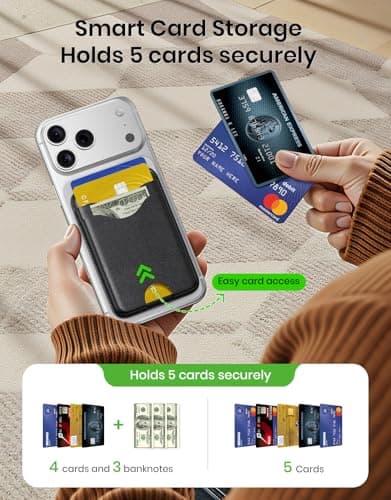 Nepagz Magnetic Card Holder, for MagSafe Wallet RFID Blocking Leather Card Pocket, Strong Magnet Phone Card Sleeve Compatible with iPhone 12/13/14/15/16/17 Series, Not for Mini, Bl thumbnail 6