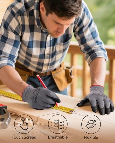 Miniatura de Guantes de Trabajo BOLTGARD Pro para Hombre, Agarre Nitrilo Ondulado y Táctil (6 Pares, Talla M) 3