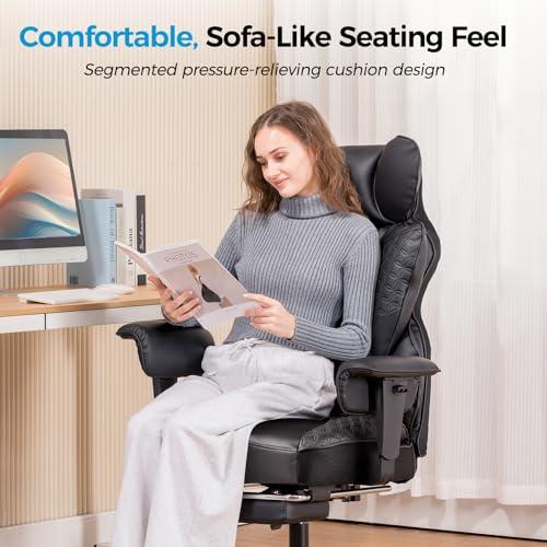 Miniatura de COMHOMA Big and Tall Office Chair 400LBS Wide Ergonomic Gaming Chair with Deluxe Embossing Designed Leather with Foot Rest,150°Reclining Adjustable Armrests Pocket Spring Back Supp 8