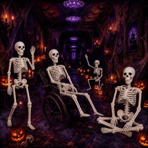 Abakuku 2 Pack 36" Halloween Skeleton Decorations,Human Bones for Halloween Party with Movable Joints,for Haunted Houses, Front Lawn, Graveyard Props thumbnail 7