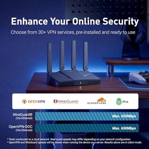 GL.iNet GL-BE6500 (Flint 3e) WiFi 7 Router, High-Speed WiFi Router for Wireless Internet w/VPN, 5 x 2.5G Ethernet Port for Fiber Optic Modem, Long Range Large Home, Business & Gami thumbnail 3