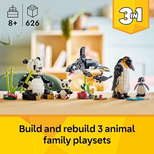 Miniatura de LEGO Creator 3 en 1 Familia de Pandas Animales Salvajes - Kit de Construcción 31165 2