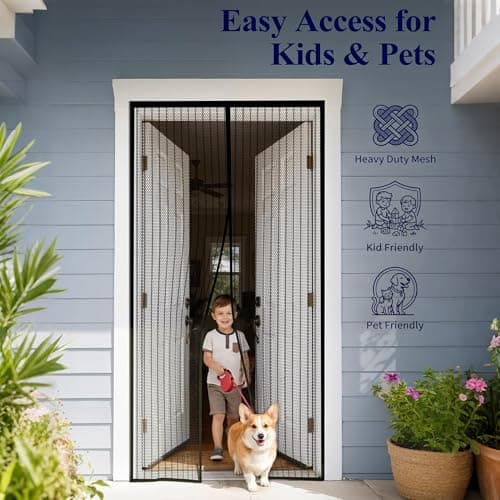 Door Net Screen with Magnet, Fits 36" x 82" Doors, 36 Magnets Auto Close