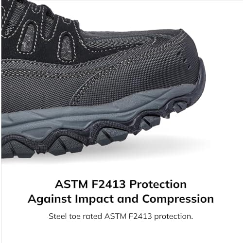 Miniatura de Skechers Cankton Hombre: Calzado de Seguridad con Punta de Acero, Protección EH y Memory Foam (Negro/Carbón) 2
