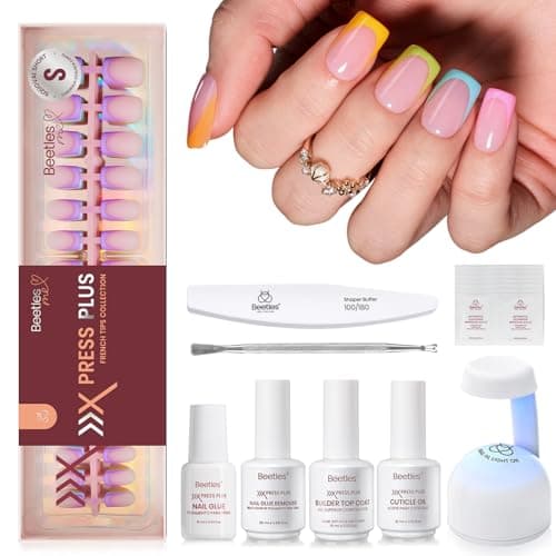 Beetles Press On Nails Kit - Short Square French Tip Nails Kit, 224 Pcs