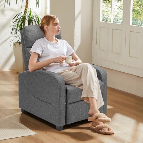 Sillón Reclinable Masajeador Sweetcrispy Ajustable con Soporte Lumbar, Compacto, Gris Oscuro