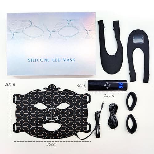 gelpal 7-1 Colors LED Facial Skin Care Mask,Red Light Mask for Face, Cordless Led Silicone Face Mask Light,Salon or Home,Black.