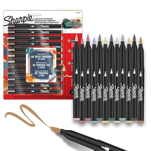 Sharpie Creative Markers, Warm Tones, Water-Based Acrylic Markers, Fine Tip, 12 Count