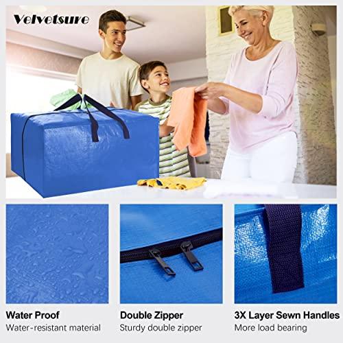 VELVETSURE Heavy Duty Extra Large Moving Bags W/Backpack Straps - Strong Handles & Zippers, Storage Totes For Space Saving, Fold Flat, Alternative to Box and Bin (Set of 6, Multico thumbnail 7