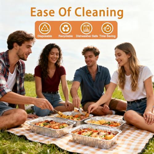 Whaleme 40 Pack Aluminum Foil Pans 9x13 - Disposable Half Size Deep Steam Table Tin Foil Pans for Oven Baking Cake, Roasting Turkey, Food Prepping, Storing, Freezing, Chafing thumbnail 4