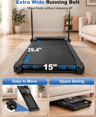 Treadmills for Home Walking Pad - Foldable Treadmill 0.6-6.2 MPH Caminadora Eléctrica para casa Compact Running Machine Portable Folding Pads with Handle Bar thumbnail 3