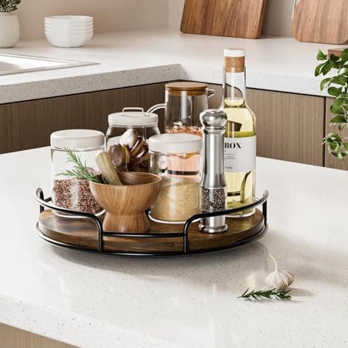 WOWBOX 2 Pack Lazy Susan Organizer for Table Top Rotating Spice Rack Organization 10" + 9" Wood Lazy Susan Turntable Organizer for Cabinet Kitchen Pantry Countertop Bathroom Vanity thumbnail 3