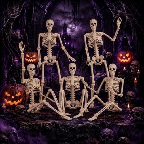 Abakuku 2 Pack 36" Halloween Skeleton Decorations,Human Bones for Halloween Party with Movable Joints,for Haunted Houses, Front Lawn, Graveyard Props thumbnail 6